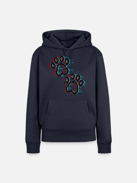Glitch Pfotenabdruck - Frauen Premium Bio Hoodie - Navy