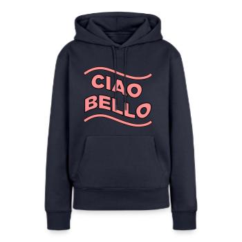 Ciao Bello - Sweat à capuche Premium bio Femme - bleu marine - Devant - Julia (174cm)