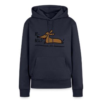Dackel als Rebell - Frauen Premium Bio Hoodie - Navy - Vorne - Julia (174cm)