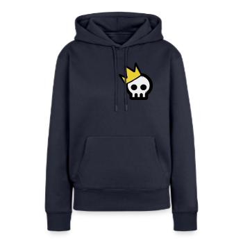 Crâne Roi - Sweat à capuche Premium bio Femme - bleu marine - Devant - Julia (174cm)