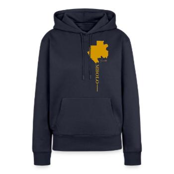 Gabun Grüße Gelb - Frauen Premium Bio Hoodie - Navy - Vorne - Julia (174cm)