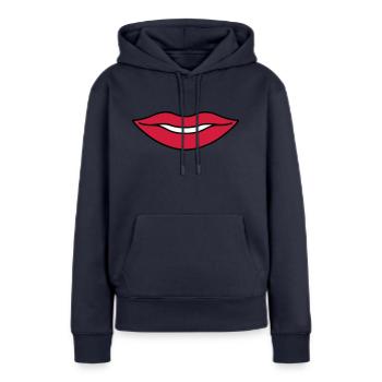 roter Mund - Frauen Premium Bio Hoodie - Navy - Vorne - Julia (174cm)