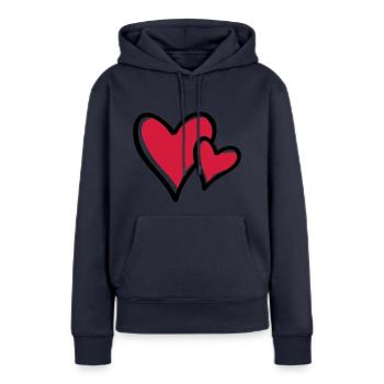 herzen symbol - Frauen Premium Bio Hoodie - Navy - Vorne - Julia (174cm)