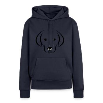 Chien chien chien chiot chiot - Sweat à capuche Premium bio Femme - bleu marine - Devant - Julia (174cm)
