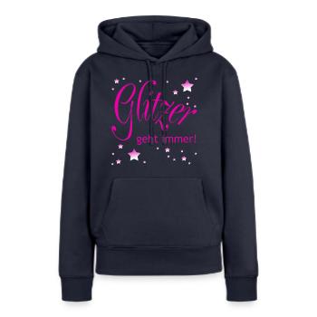 Glitter fonctionne toujours - Sweat à capuche Premium bio Femme - bleu marine - Devant - Julia (174cm)