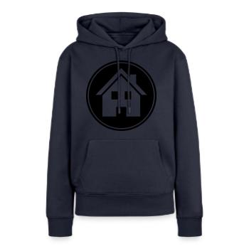 haus icon symbol kreis - Frauen Premium Bio Hoodie - Navy - Vorne - Julia (174cm)