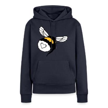 Bourdon avec cœur, fourrure et bourdon - Sweat à capuche Premium bio Femme - bleu marine - Devant - Julia (174cm)