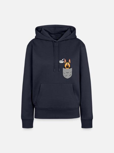 Schäferhund in Brusttasche, lustig - Frauen Premium Bio Hoodie - Navy