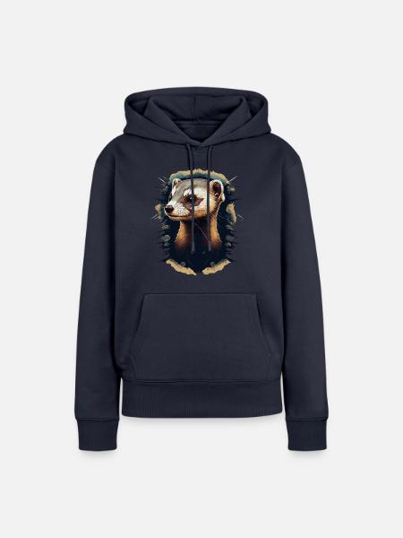 Frettchenbesitzer Geschenk - Frauen Premium Bio Hoodie - Navy