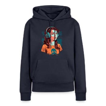 Lo-Fi Mädchen - Frauen Premium Bio Hoodie - Navy - Vorne - Julia (174cm)