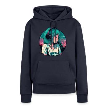 Süßes Lo-Fi-Mädchen - Frauen Premium Bio Hoodie - Navy - Vorne - Julia (174cm)