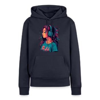 Lo-Fi - Frauen Premium Bio Hoodie - Navy - Vorne - Julia (174cm)