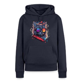 Elektronische Katze - Frauen Premium Bio Hoodie - Navy - Vorne - Julia (174cm)