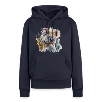 Koala Aquarell - Frauen Premium Bio Hoodie - Navy - Vorne - Julia (174cm)