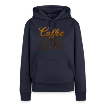 Café en grains de café Spécialité Café Amour - Sweat à capuche Premium bio Femme - bleu marine - Devant - Julia (174cm)