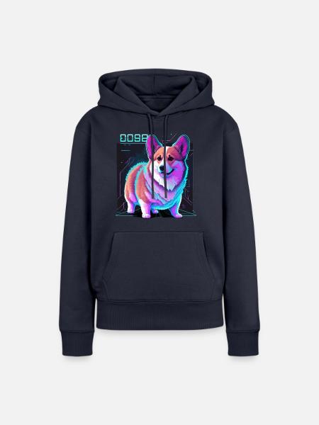 Cyber Corgi - Frauen Premium Bio Hoodie - Navy