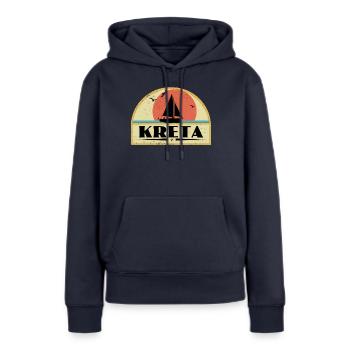 Kreta - Frauen Premium Bio Hoodie - Navy - Vorne - Julia (174cm)