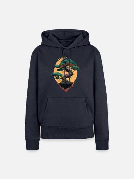 Stilvoller Bonsai-Baum - Frauen Premium Bio Hoodie - Navy