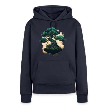 Winziger grüner Bonsai - Frauen Premium Bio Hoodie - Navy - Vorne - Julia (174cm)