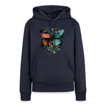 Énorme papillon - Sweat à capuche Premium bio Femme - bleu marine - Devant - Julia (174cm)