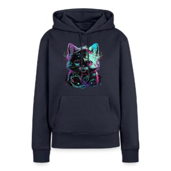 Elektronische Katze - Frauen Premium Bio Hoodie - Navy - Vorne - Julia (174cm)
