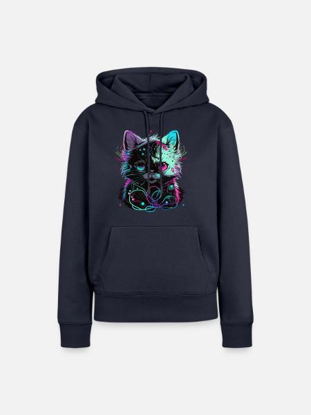 Elektronische Katze - Frauen Premium Bio Hoodie - Navy