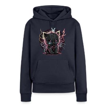 Kätzchen perfekt aufladen - Frauen Premium Bio Hoodie - Navy - Vorne - Julia (174cm)