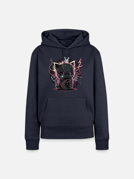 Kätzchen perfekt aufladen - Frauen Premium Bio Hoodie - Navy