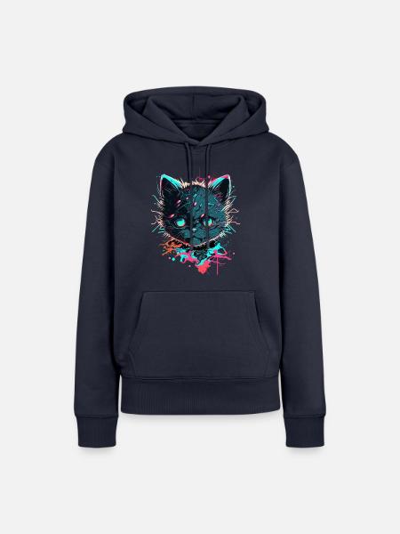 Kosmos Katze - Frauen Premium Bio Hoodie - Navy