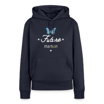 Future maman - Sweat à capuche Premium bio Femme - bleu marine - Devant - Julia (174cm)