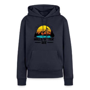 Hallstätter See - Frauen Premium Bio Hoodie - Navy - Vorne - Julia (174cm)