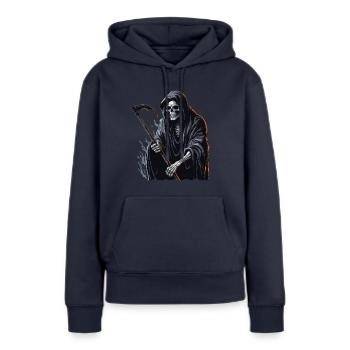 Faucheuse d’Halloween - Sweat à capuche Premium bio Femme - bleu marine - Devant - Julia (174cm)