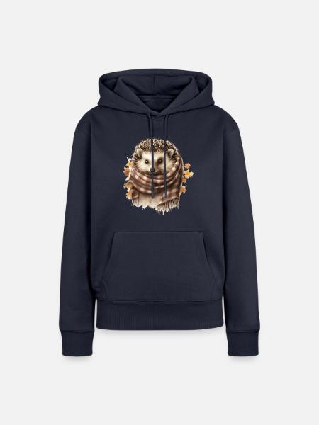 Igel mit Schal Süßes Tier - Frauen Premium Bio Hoodie - Navy