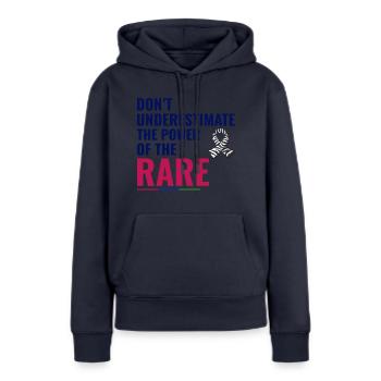 Sensibilisation aux maladies rares - Sweat à capuche Premium bio Femme - bleu marine - Devant - Julia (174cm)
