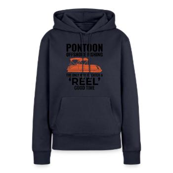 Pontonboot Motorboot Hochseefischen Lustig - Frauen Premium Bio Hoodie - Navy - Vorne - Julia (174cm)