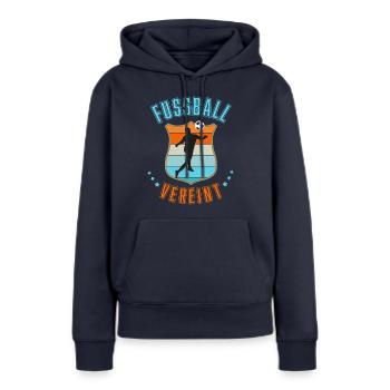 Football - Sweat à capuche Premium bio Femme - bleu marine - Devant - Julia (174cm)