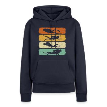 Plongée Rétro Diver Scuba Diver - Sweat à capuche Premium bio Femme - bleu marine - Devant - Julia (174cm)