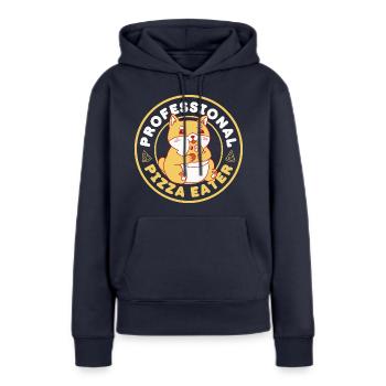 Mangeur de pizza professionnel - Sweat à capuche Premium bio Femme - bleu marine - Devant - Julia (174cm)