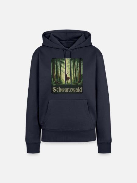 Schwarzwald mit Hirsch - Frauen Premium Bio Hoodie - Navy