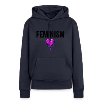FÉMINISME - Sweat à capuche Premium bio Femme - bleu marine - Devant - Julia (174cm)