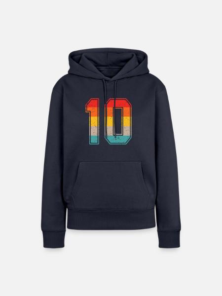 10 Jahre Retro Trikot Nummer 10 T-shirt Nummer 10 - Frauen Premium Bio Hoodie - Navy