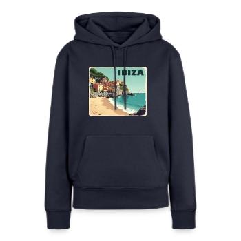 Ibiza Îles Baléares - Sweat à capuche Premium bio Femme - bleu marine - Devant - Julia (174cm)