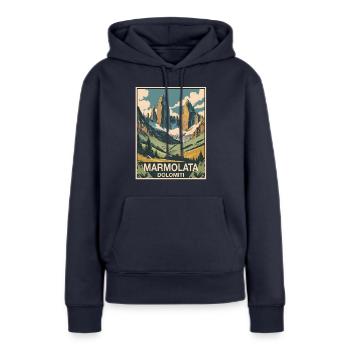 Marmolada Dolomites - Sweat à capuche Premium bio Femme - bleu marine - Devant - Julia (174cm)