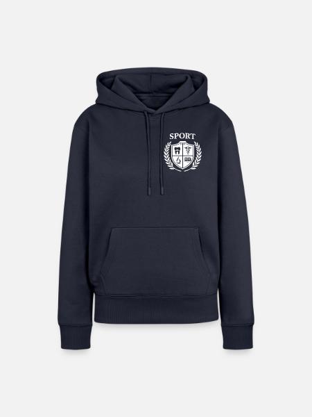 logo_sport_white_on_transparent - Frauen Premium Bio Hoodie - Navy