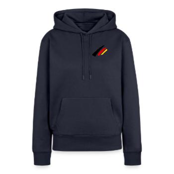 Drapeau de l’Allemagne - Sweat à capuche Premium bio Femme - bleu marine - Devant - Julia (174cm)