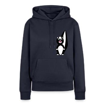 L’écureuil puant - Sweat à capuche Premium bio Femme - bleu marine - Devant - Julia (174cm)