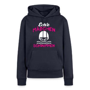 Echte Mädchen Schwimmen - Frauen Premium Bio Hoodie - Navy - Vorne - Julia (174cm)