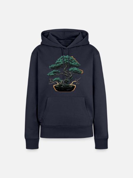 Polierter Bonsai-Baum - Frauen Premium Bio Hoodie - Navy