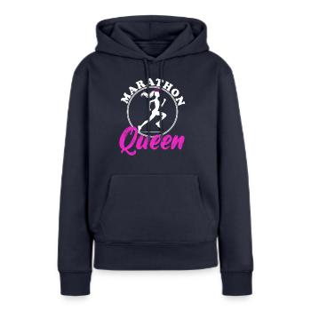 Marathon Queen weiß - Frauen Premium Bio Hoodie - Navy - Vorne - Julia (174cm)
