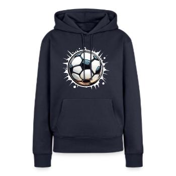Fußball / spiel / Ball / Spielfeld / schießen - Frauen Premium Bio Hoodie - Navy - Vorne - Julia (174cm)